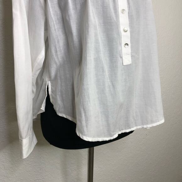 Anthropologie Pilcro top womens XS NEW white pleated shoulder popover oversized - Picture 4 of 16